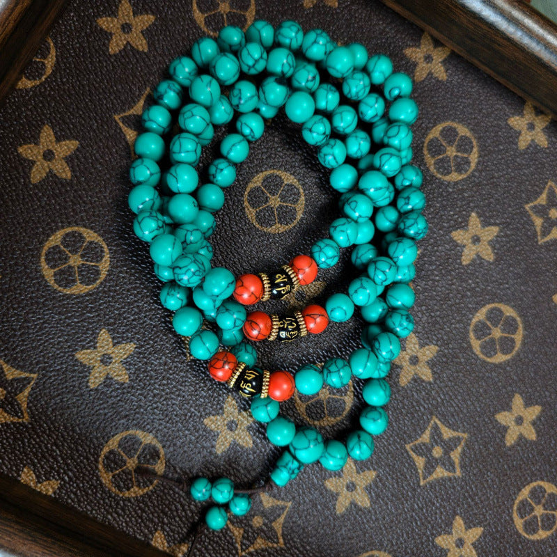 Turquoise Tibetan Buddha Beads Lucky Green Pine National Style Scenic Bracelets