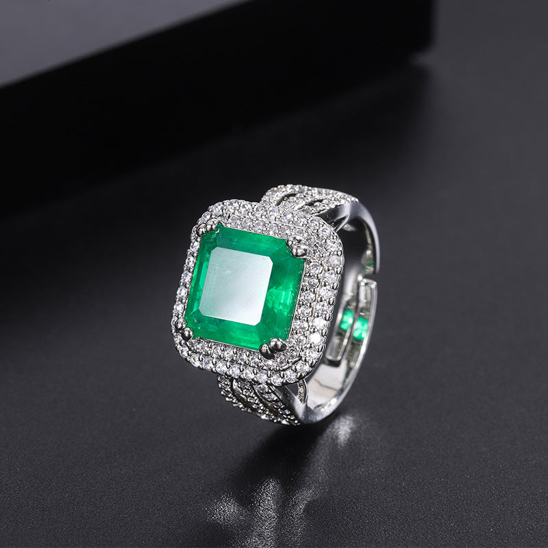 Women's Live Broadcast Micro Rhinestone Artificial Emerald Jewelry Set