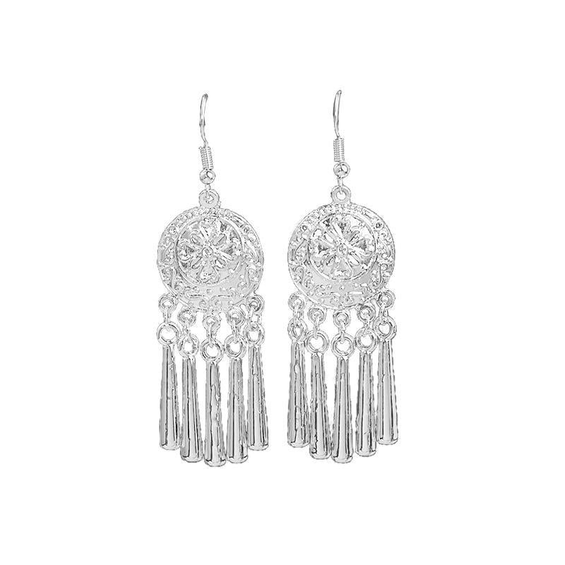 Imitation Sier Miao Minority Tourist Attractions Bohemian Exaggerated Long Leaves Earrings