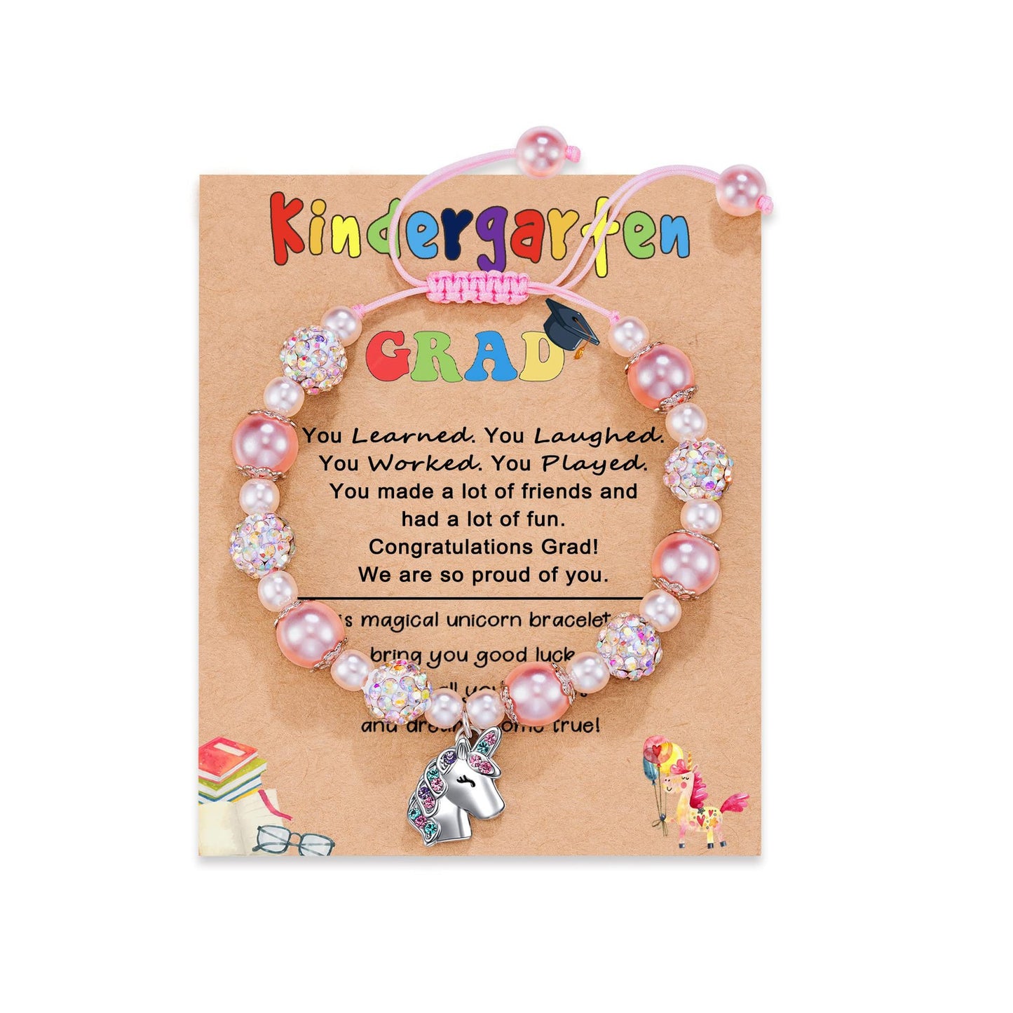 Hand-woven Unicorn Colorful Crystals Clay Rhinestone Ball Bracelet