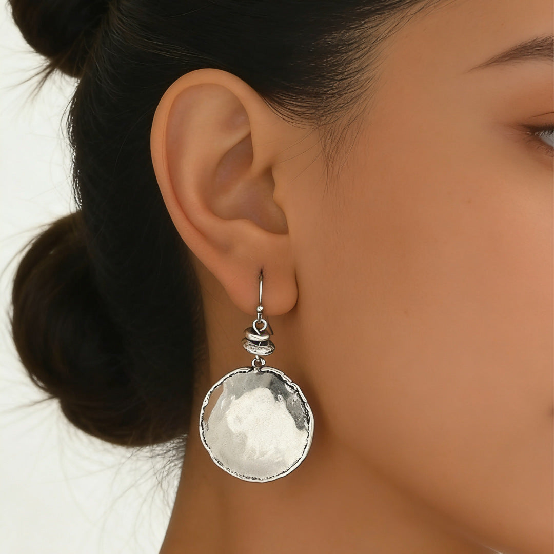 Style Simple Geometric Round Metal Design Earrings