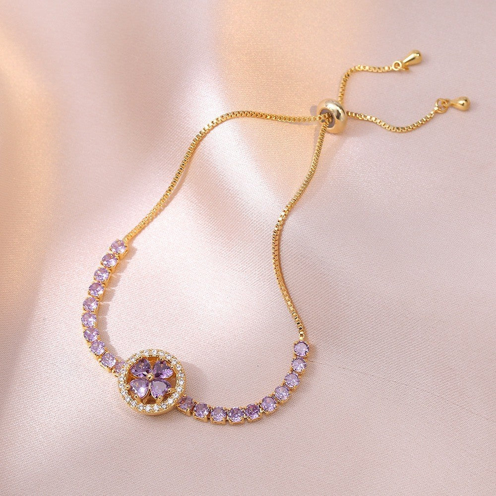Female Five Petal Flower Fashion Bauhinia Rotatable Bracelet
