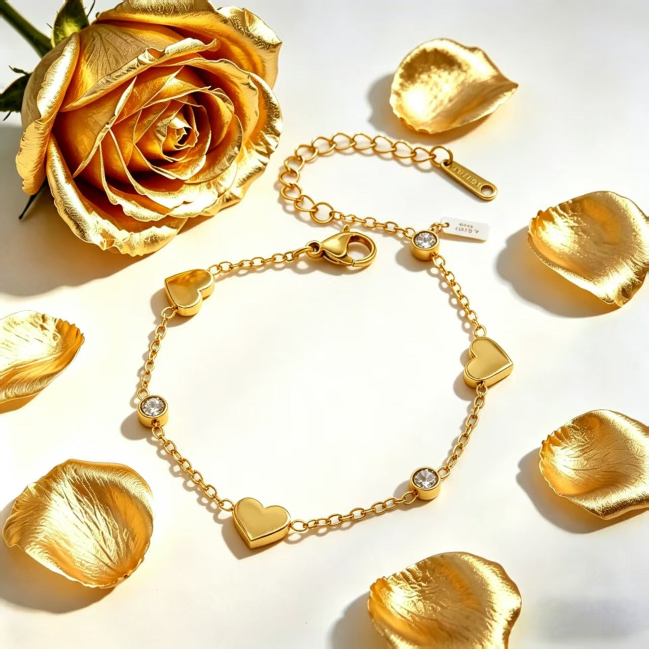 Heart-shaped Zircon Stainless Steel Light Luxury Fashion Jewelry Set