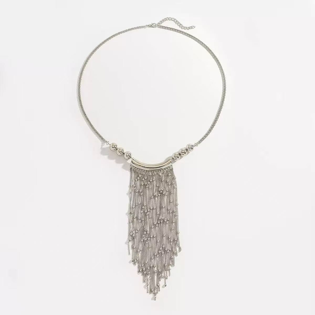 Fashion Exaggerated Tassel Light Luxury Simplicity Bohemian Style Chest Minority Necklace