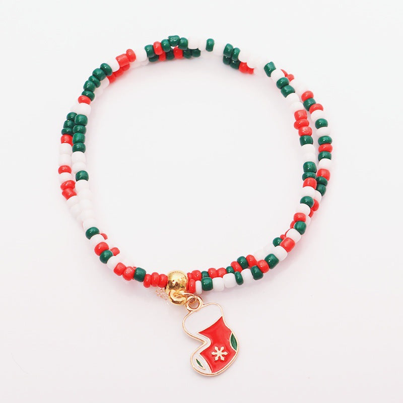 Santa Elk Bell Christmas Tree Beaded Bracelets