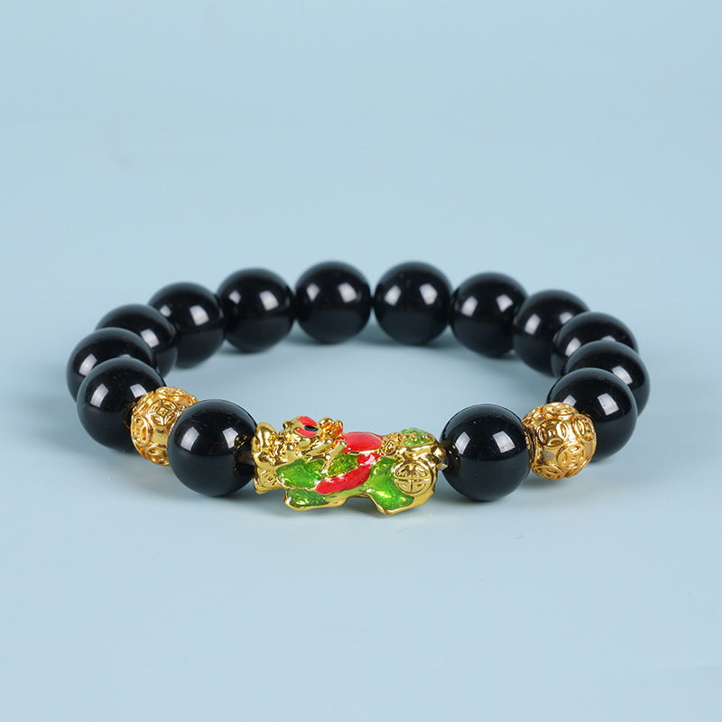 Six Words Proverbs Imitation Obsidian Alluvial Bracelets