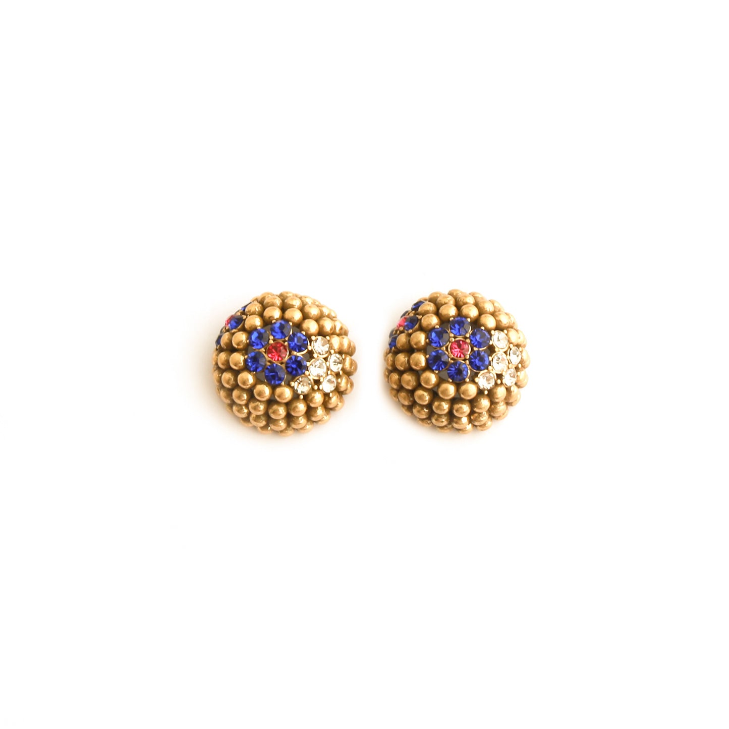 Real Gold Gaanized Enamel Diamond Retro Earrings