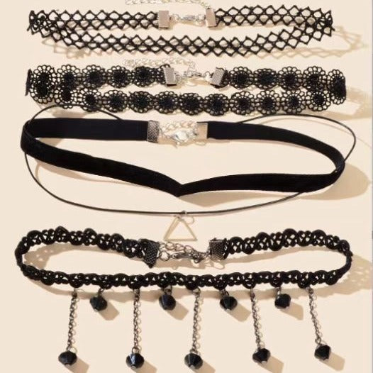 Gothic Neck Band Combination Lace Suit Necklaces