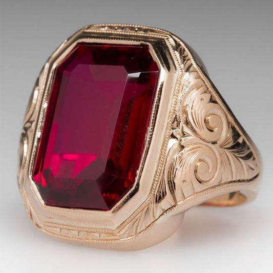 Men's Simple Zircon Inlaid Big Gem Business Rings