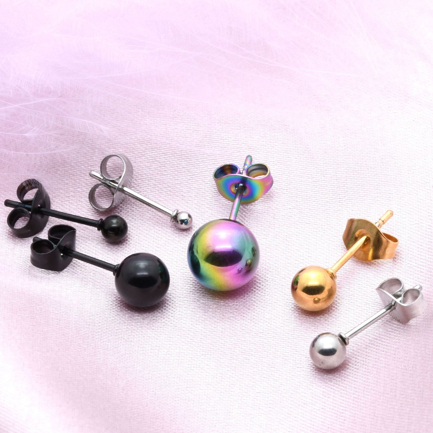 Stainless Steel Round Beads Fashion Circular Earrings