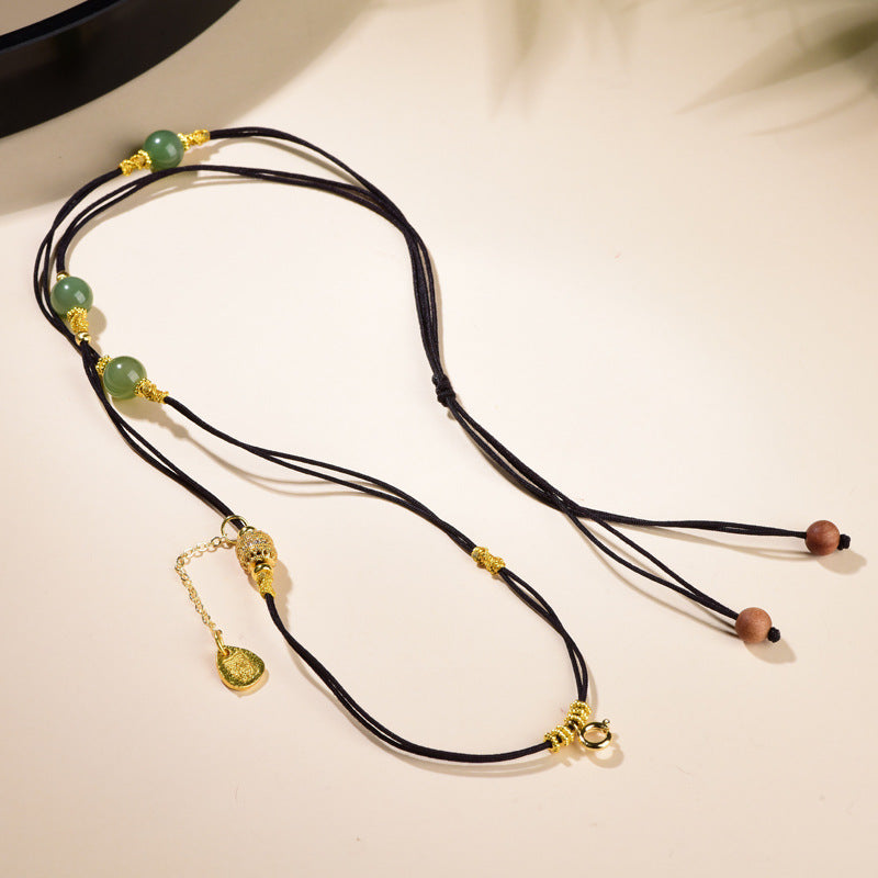 Chinese Natural Jade Rope Hand-woven Light Luxury Universal Chain Necklace