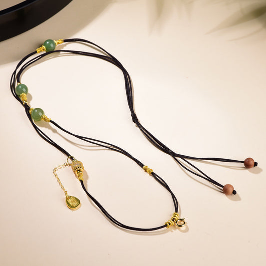 Chinese Natural Jade Rope Hand-woven Light Luxury Universal Chain Necklace