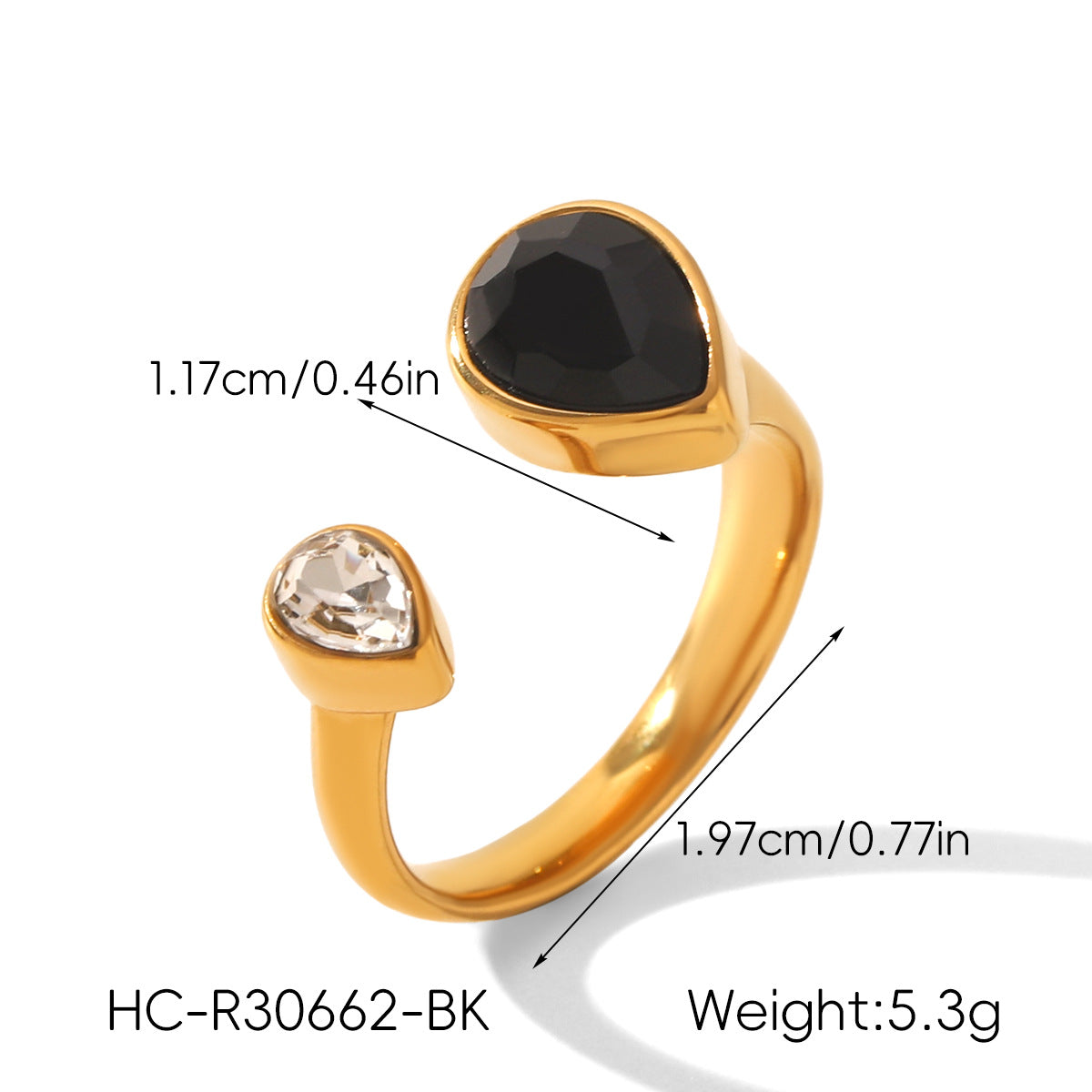 Geometric Zircon Light Luxury High-grade Stainless Steel Open Female Rings