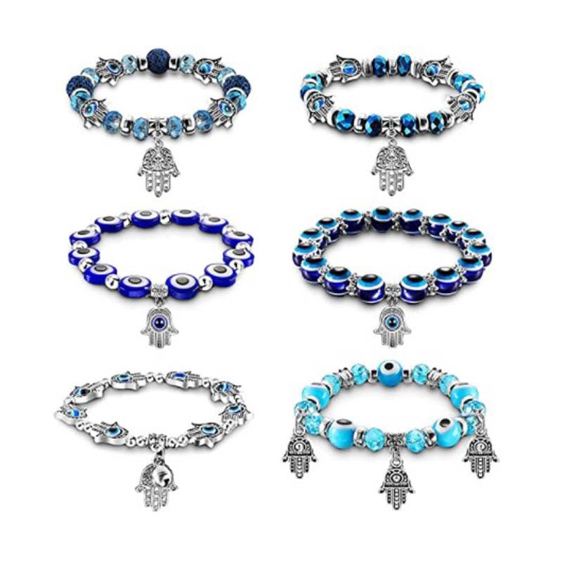 Eye Fatima Alloy Palm Blue Volcanic Rock Pendants