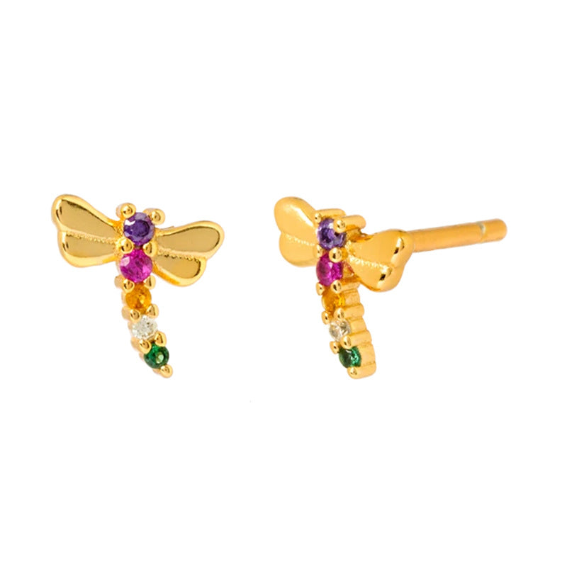 Color Zircon Dragonfly Female Fashion Fashionmonger Ear Stud Earrings