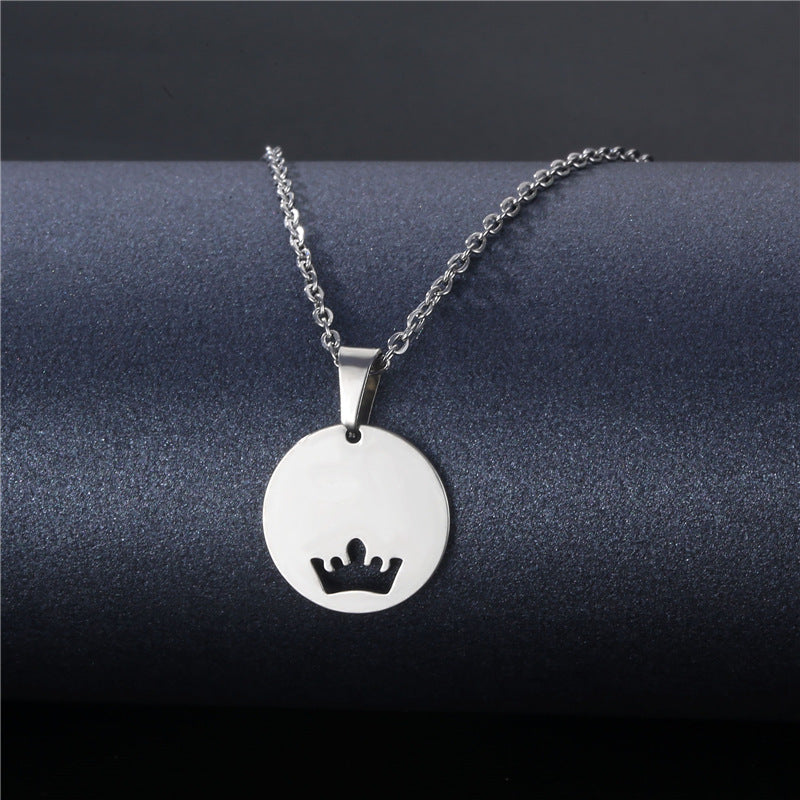 Stainless Steel Cut Hollow Geometry Tag Necklace