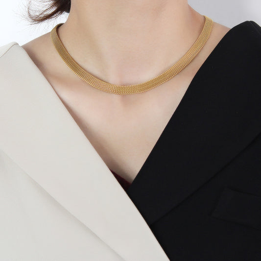 Women's Net Milan Flat Gold Plated Stainless Steel Geometric Collar
