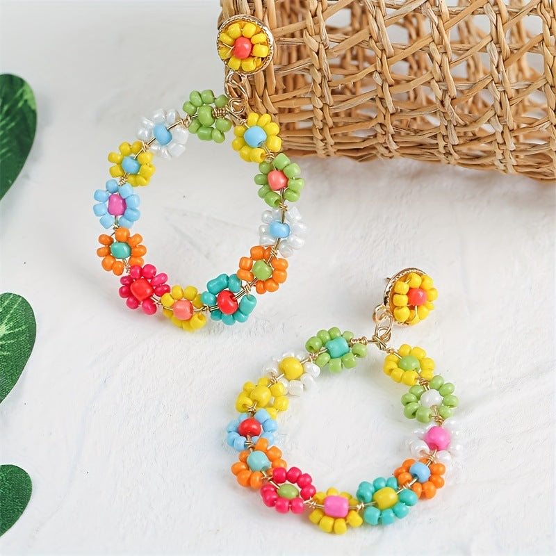 Geometric Bohemian Summer Flower Color Dopamine Earrings