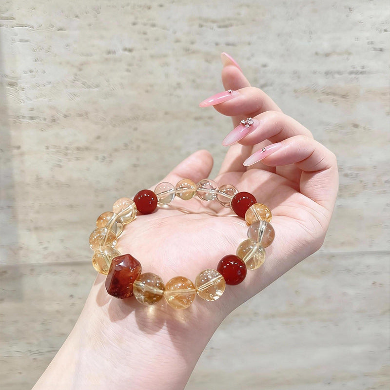 Natural Red Sealant Flower Agate Design Bracelet
