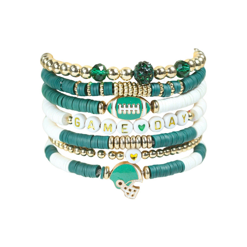 Rugby Golden Balls Twin Crystal Love Letter Bracelet