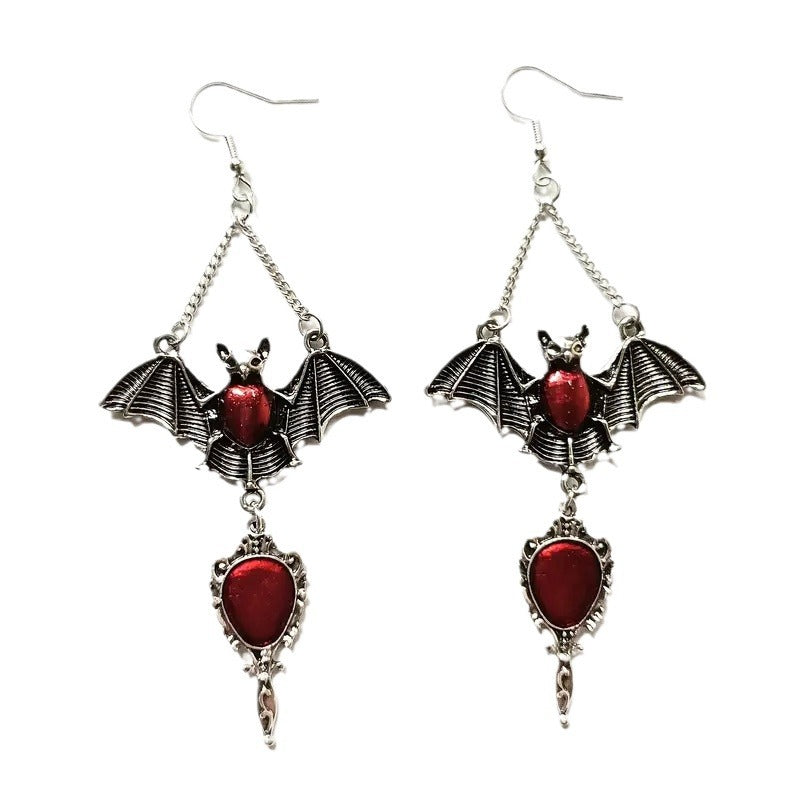 Dark Goth Wind Exaggerated Red Vampire Bat Ear Hook