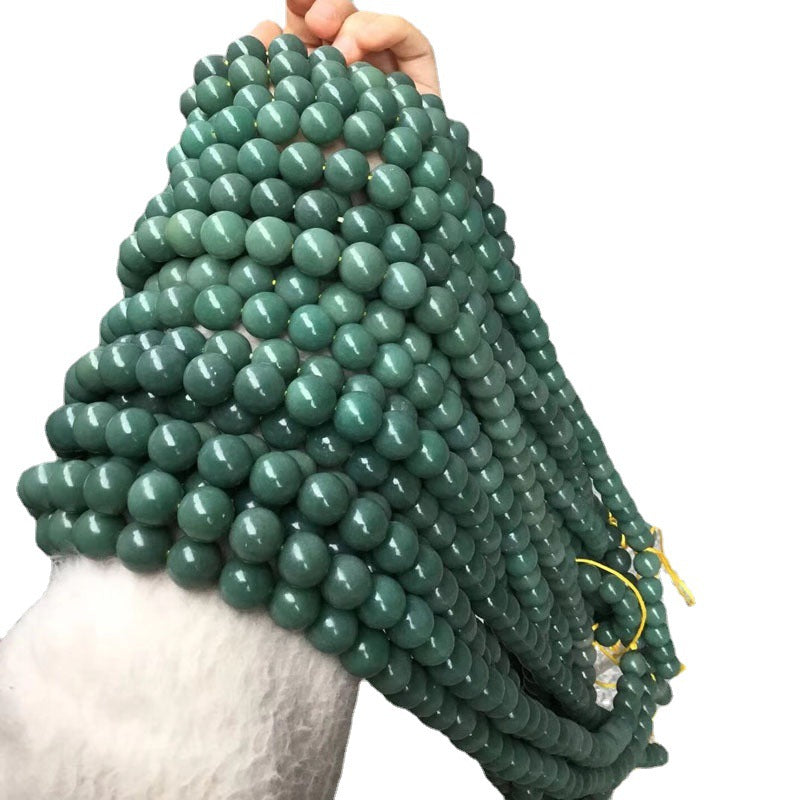 Natural Skin Green Bodhi Root Round Beads Dark Emerald Buddha Bracelets