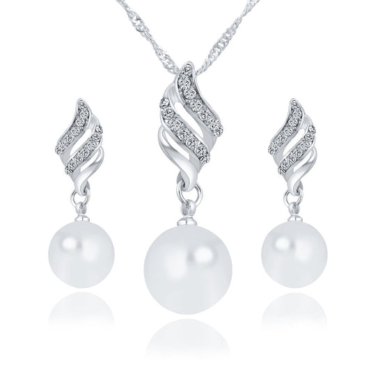 Gold Sier Color Fashion Simple Bridal Rhinestone Spiral Jewelry Set