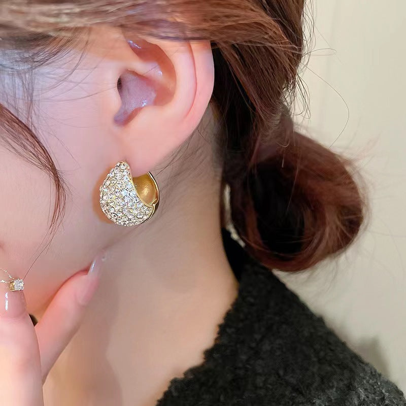 Women's Fashion Shiny Diamond Water Drop Ear Clip Light Luxury Earrings