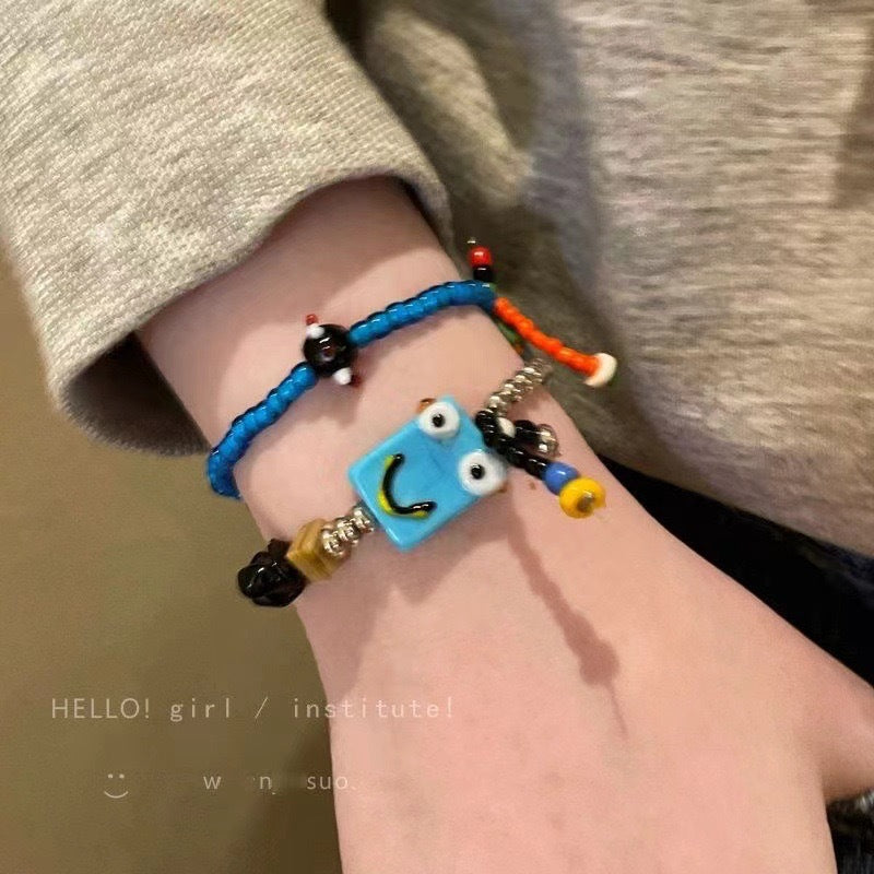 Summer Cute Cartoon Robot Color Beaded Bracelet