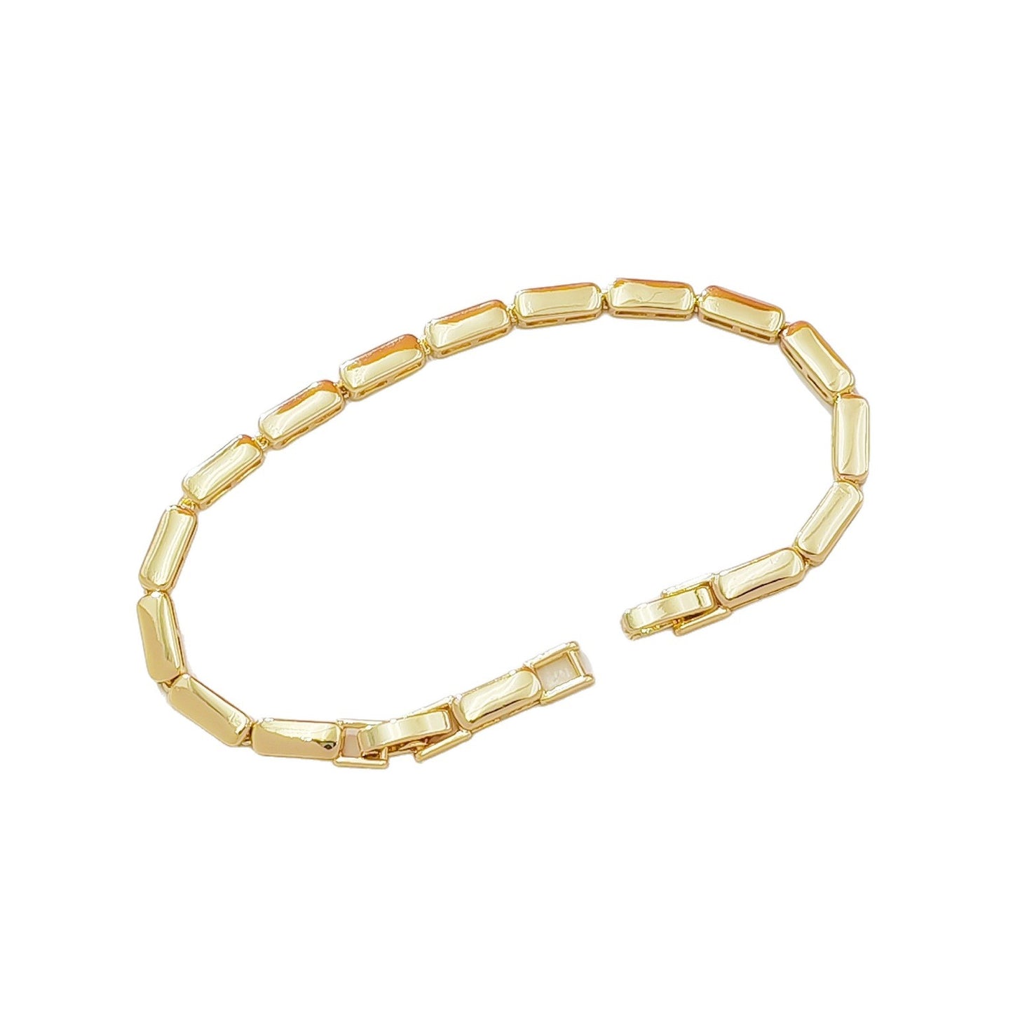 Gold Texture Rectangular Bamboo Glossy Stitching Bracelet