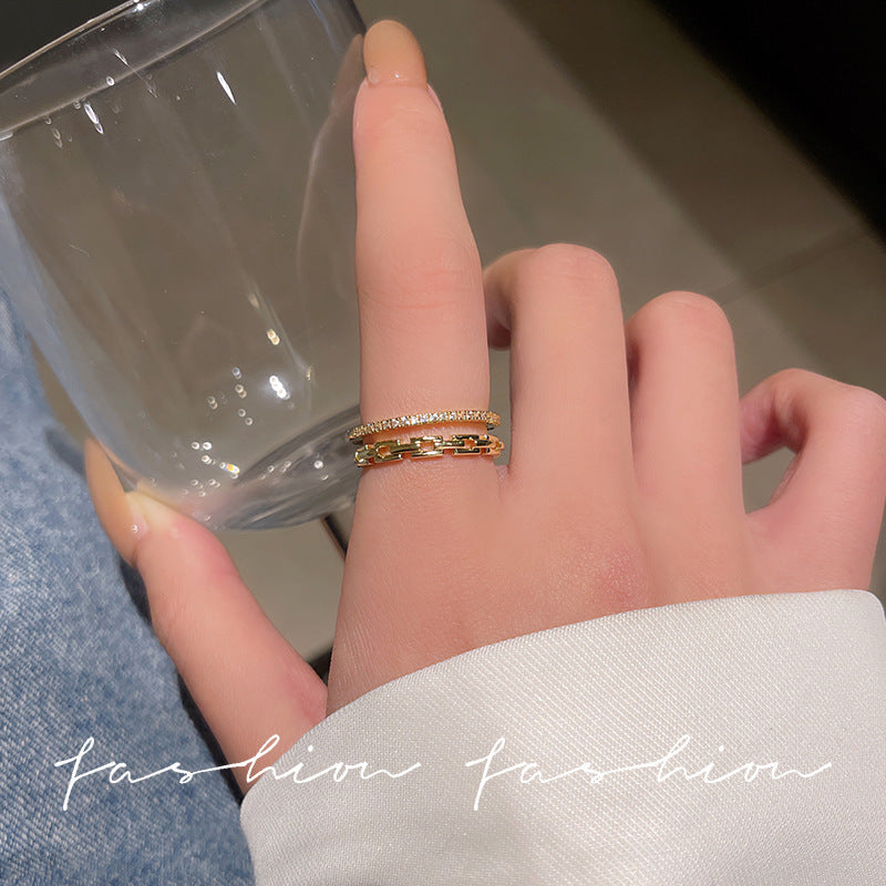 Style Pearl Zircon Butterfly Female Niche High-grade Rings