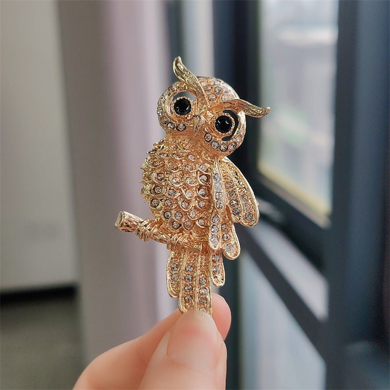 Unique Exquisite Owl Full Diamond Corsage Brooches