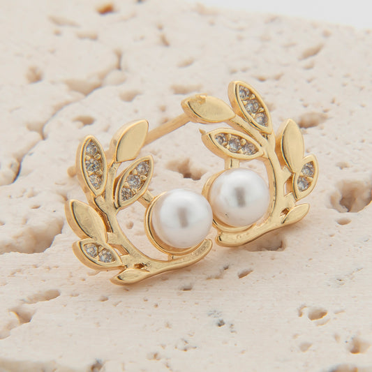Affordable Luxury Style Zircon Leaf-shaped Simple Rings