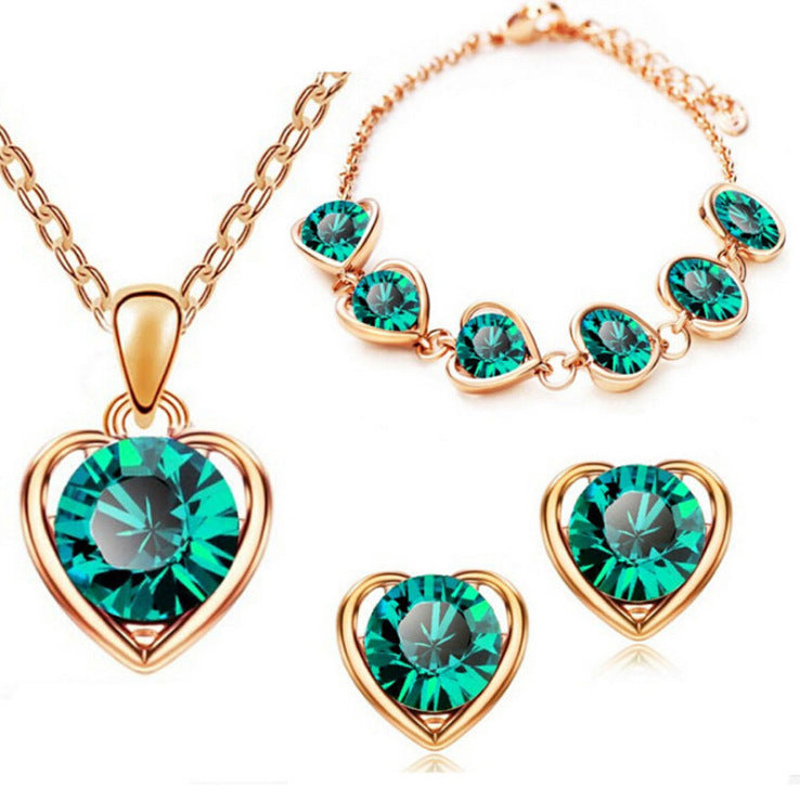 Stylish Durable Fashion Crystal Heart-shaped Heart Jewelry Set