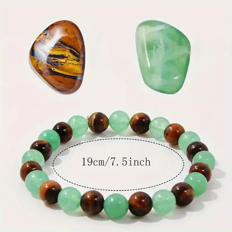 Unique Natural Tigereye Green Aventurine Fortune Bracelet