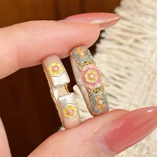 Women's Enamel Begonia Niche High-grade Light Luxury Ring