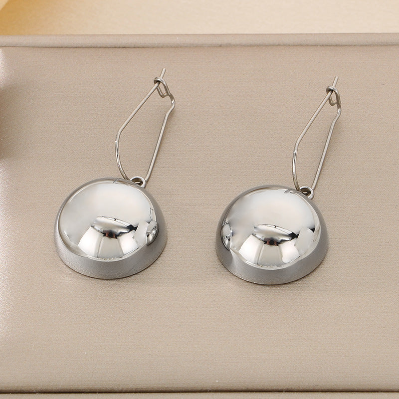 Women's Creative Fashion Stainless Steel Hemisphere Hollow Earrings