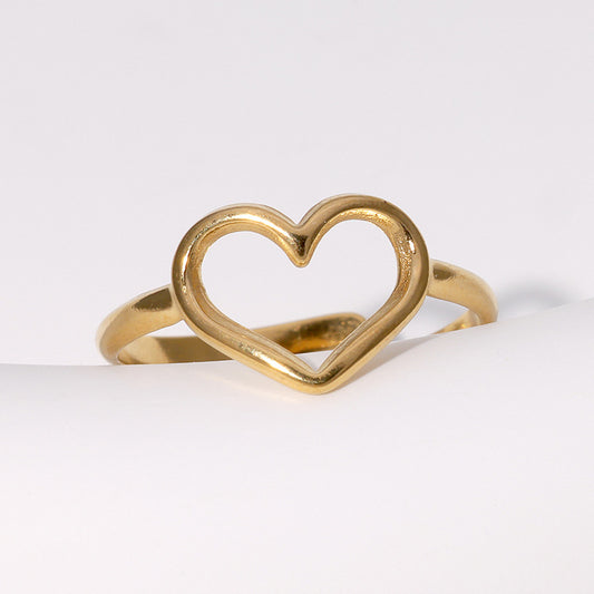 Women's Stainless Steel Open Simple Sweet Heart-shaped Rings