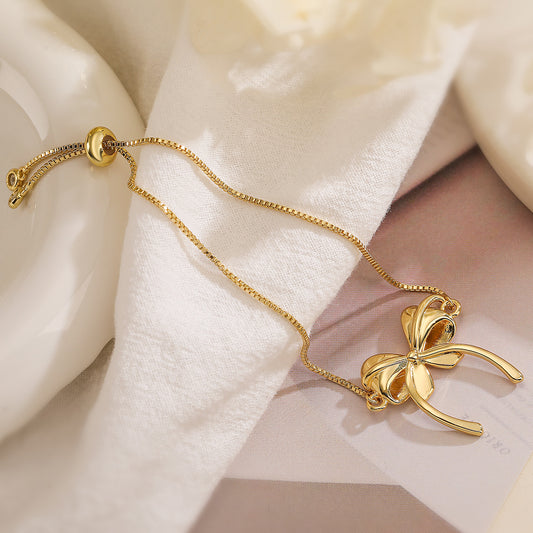 Copper Gold Plated Zircon Bow Charm Bracelets