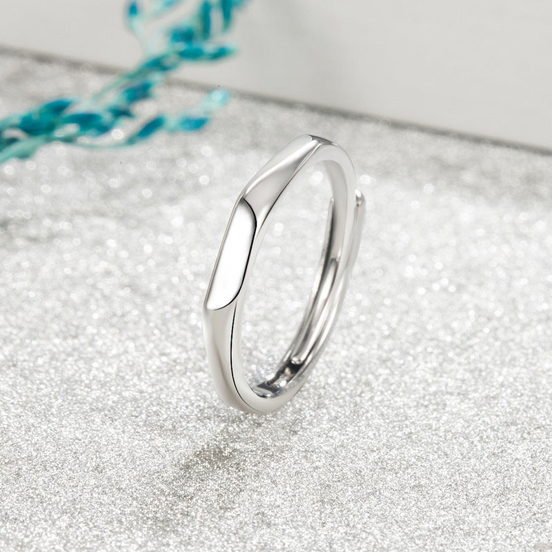 Simple Irregular Rhombus Glossy Special Interest Light Luxury Design Adjustable Ring