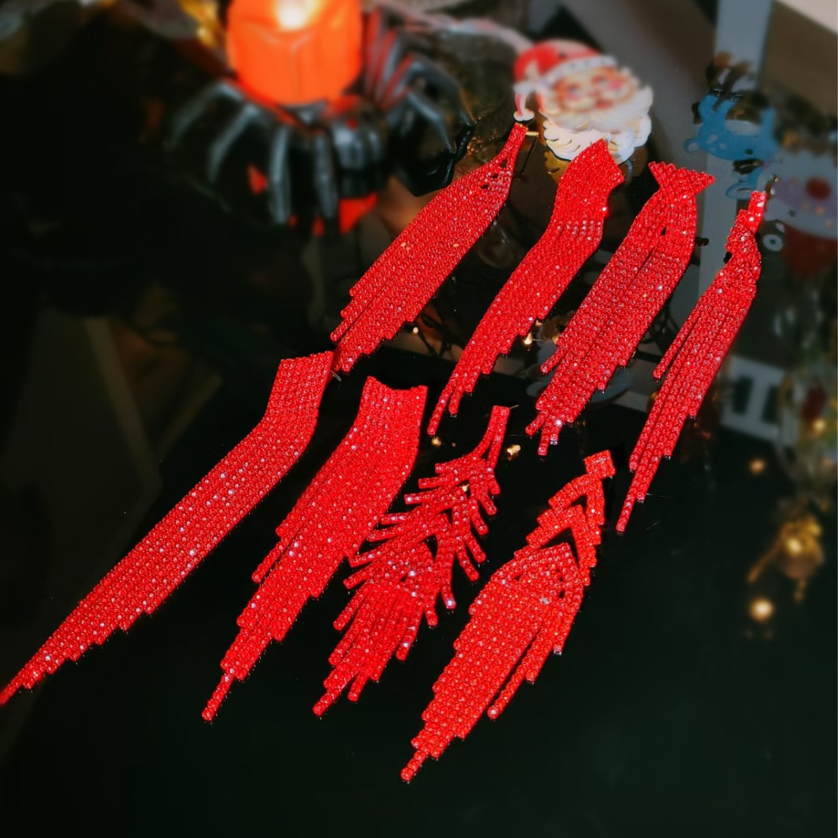 Women's Super Flash Rhinestone Long Fringe High-grade Earrings