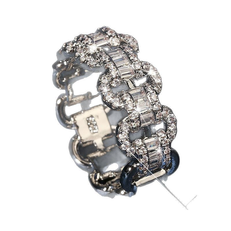 Men's Iron Chain Cuban Hip Hop Zircon Crisscross Ring