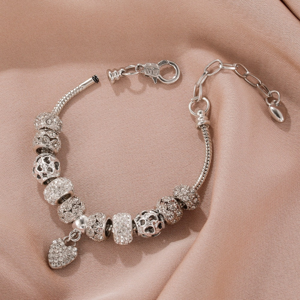 Premium Heart Metal Bead White Beads Bracelets