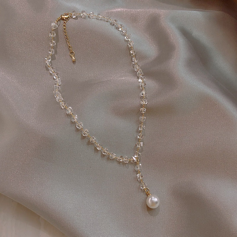 Women's Temperamental Minority Design Crystal Pearl For Indifference Trend Clavicle Collar