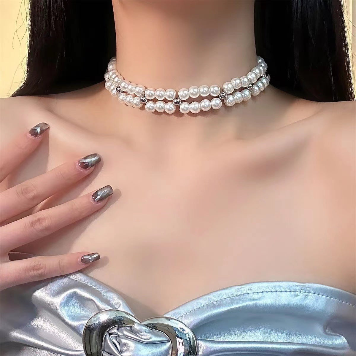 Women's Baroque Pearl Cross Twin For Special Interest Light Luxury Temperament Necklaces