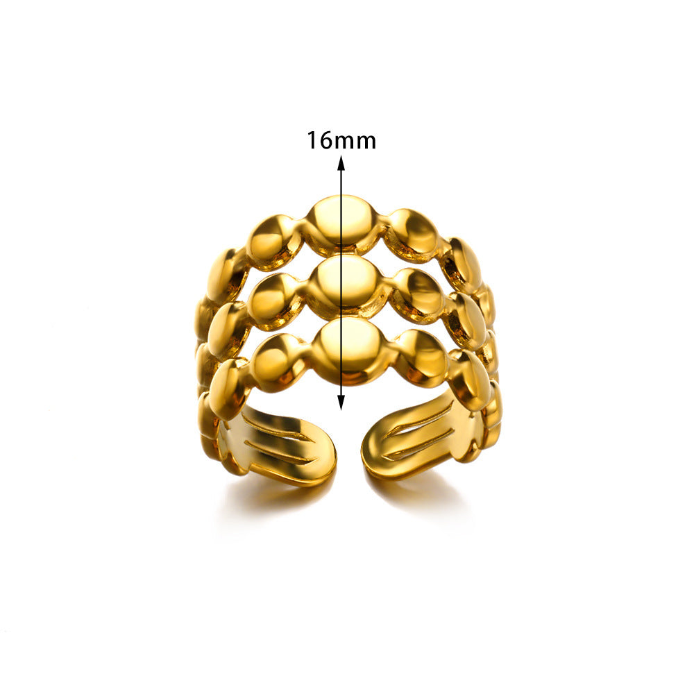 Women's Simple Line Open Stainless Steel Gold-plated Rings