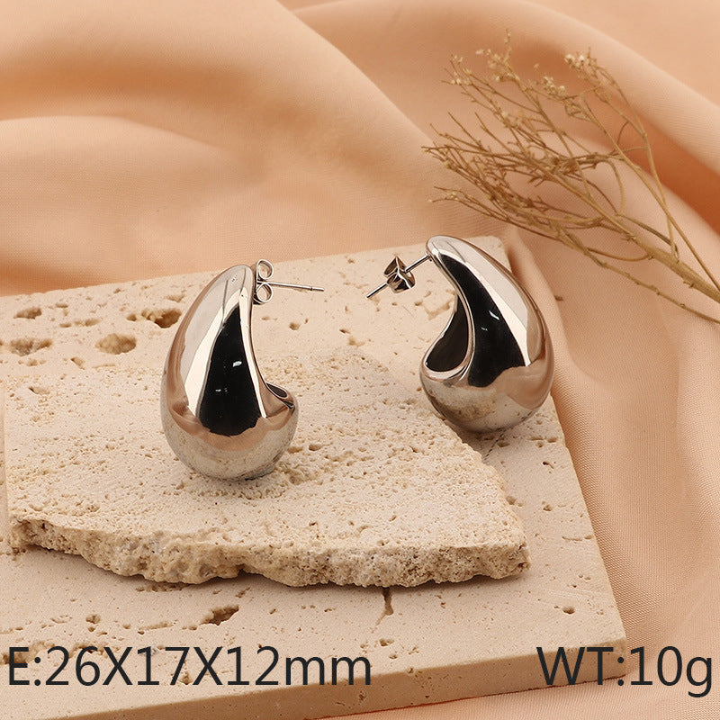 Design Chubby Water Drop Fashion Stainless Earrings