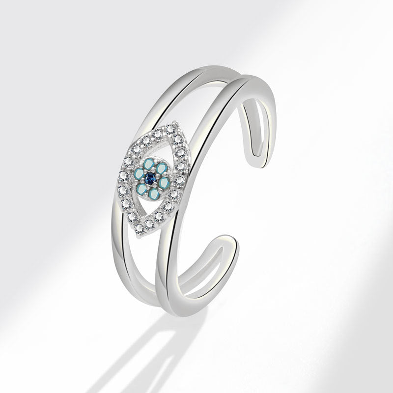 Devil's Eye Copper Plating Real Gold Open Diamond Three-color Ring