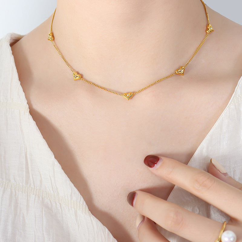 Style Inlaid Zircon Peach Heart Fashion Necklaces