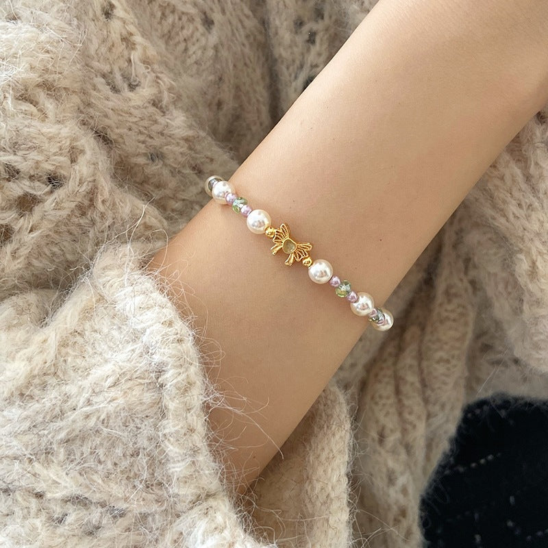 Women's Pearl Light Luxury Minority High-grade Sweet Elegance Exquisite Painted Bracelet